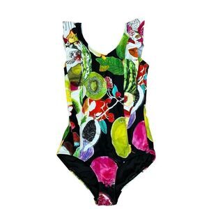 Swiminista X Christian Lacroix girls tropical fruit print swimsuit size 10 NWOT